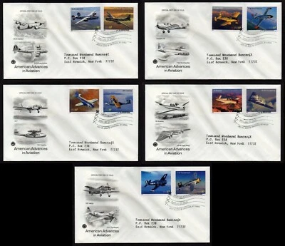 USA, SCOTT # 3916-3925, ARTCRAFT PCS SET 5 FDC COVERS ADVANCES IN AVIATION 2005 - Image 1 of 4