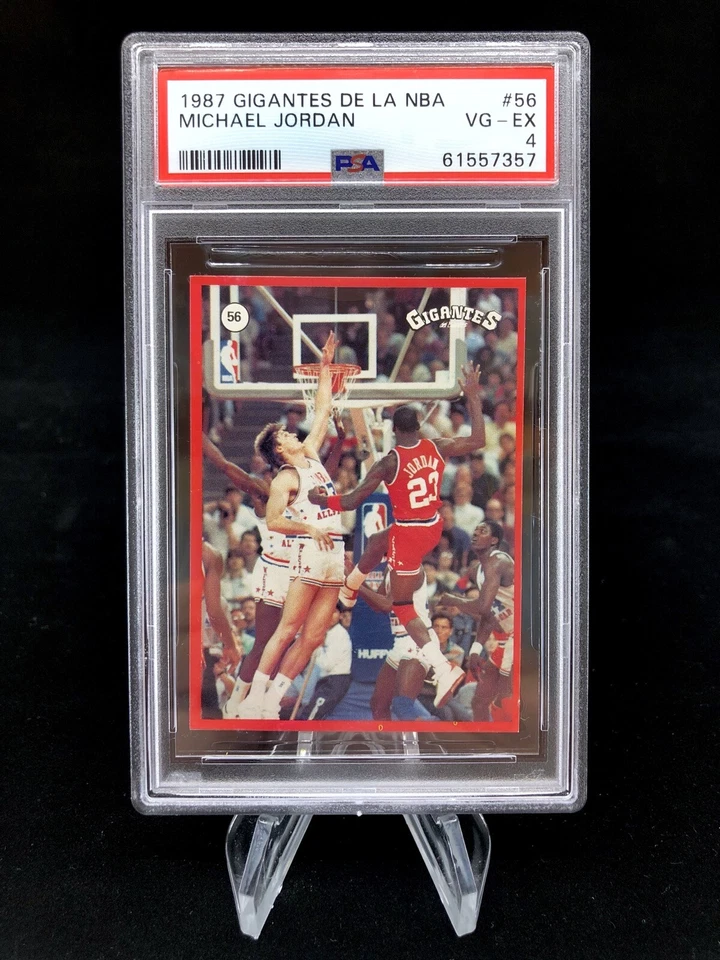 Tarjeta adhesiva Michael Jordan Abdul Jabbar 1987 Gigantes de la NBA #56 PSA 4 LEER Foto 1 de 2