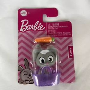Mattel BARBIE Doll Accessory Pet 2” Figure BUNNY w/ Basket & Carrot New - Picture 1 of 3