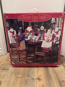 Costco Christmas Holiday Chair Covers Set Of 6 3D Aplique Plush Rare Home Decor - Picture 1 of 16