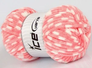 Chenille Baby Colors 75797 Ice Yarns Light Coral Pink, White Bulky 100gr 131yds - Picture 1 of 3