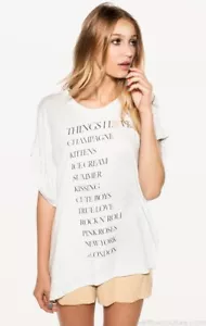 New Wildfox Graphic Things I Love Tee Light Mint Green - Picture 1 of 8