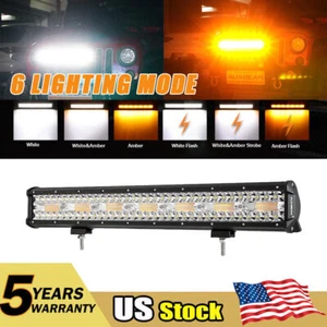 Auxbeam 20" 420W Amber LED Light Bar Strobe Spot Driving Lamp for Pickup Truck - Picture 1 of 12