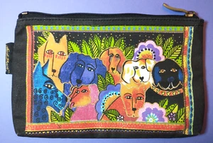 Laurel Burch Dogs 9" x 6" x 1" Canvas Cosmetic Bag - Picture 1 of 5