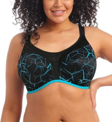 Elomi Energise UW Sports Bra #8042 UK Sizes 46D 42FF 32GG Blue Lightening NWT$70 - Image 1 of 4