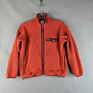 Patagonia Fleece Jacket Kids Medium 10 Orange Sherpa Outdoor Basic Full Zip - Picture 1 of 9
