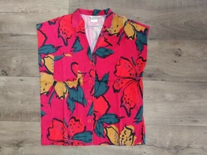 Marella camicia smanicata donna cotone floreale vintage 90S di lusso It 42 Uk 10 - Imagen 1 de 8