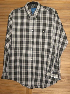 Camisa de vestir Towncraft marrón a cuadros manga larga talla L (16-161⁄2) regular #CL228 - Imagen 1 de 3