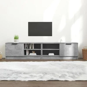 Concrete Grey Double 2 Pieces Large TV Cabinet Stand Bench Cupboard 80x35x36.5cm - Picture 1 of 10