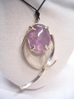 Ciondolo in ARGENTO 925 con AMETISTA viola naturale - pendente pietra dura - Immagine 1 di 4