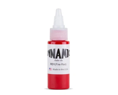 DYNAMIC COLOR DYNAMIC FIRE RED 1-oz Tattoo Ink Brite Vibrant & Dark Color Supply