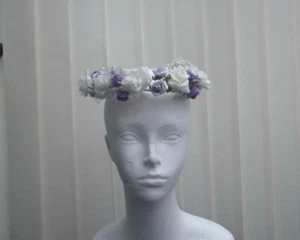 White/Pale and Deep Lilac Flower Circlet - Halo de boda, tocado de niña de las flores - Imagen 1 de 7