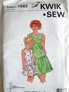 KwikSew 1582 girl DRESS sizes 4-7 chest 23-26 sewing pattern Uncut 1986 - Picture 1 of 2