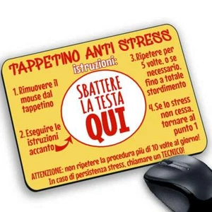 Tappetino Mouse pad scherzo antistress stress sbattere testa giallo rosso - Foto 1 di 1