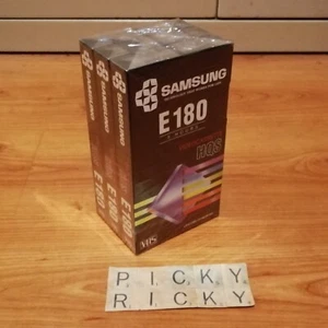 Samsung E180 HQS VHS Video Cassette Tapes - Pack of 3 - New/Sealed - Picture 1 of 5