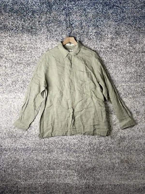 Perry Ellis Linen Blend Shirt Mens XL Green Long Sleeve Collared Casual - Image 1 of 4