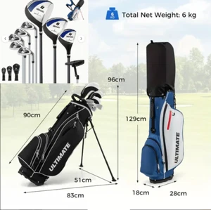 Blue/Black 10-pc Men Golf Clubs Set Starters W/Bag Alloy/Graphite Drive Right H - Picture 1 of 4