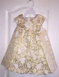 Nwt Polly Flinders Heirlooms Baby Mädchen Gold Rose Formelle Party Kostüm - Picture 1 of 7