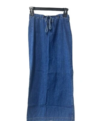 London Jean Drawstring And Zip Denim Maxi Skirt With Slits Size 2 - Image 1 of 4