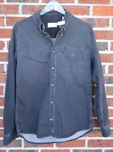 BLDWN Men's Medium Diego Washed Black Denim Shirt Button Front Long Sleeve NWT - Picture 1 of 5