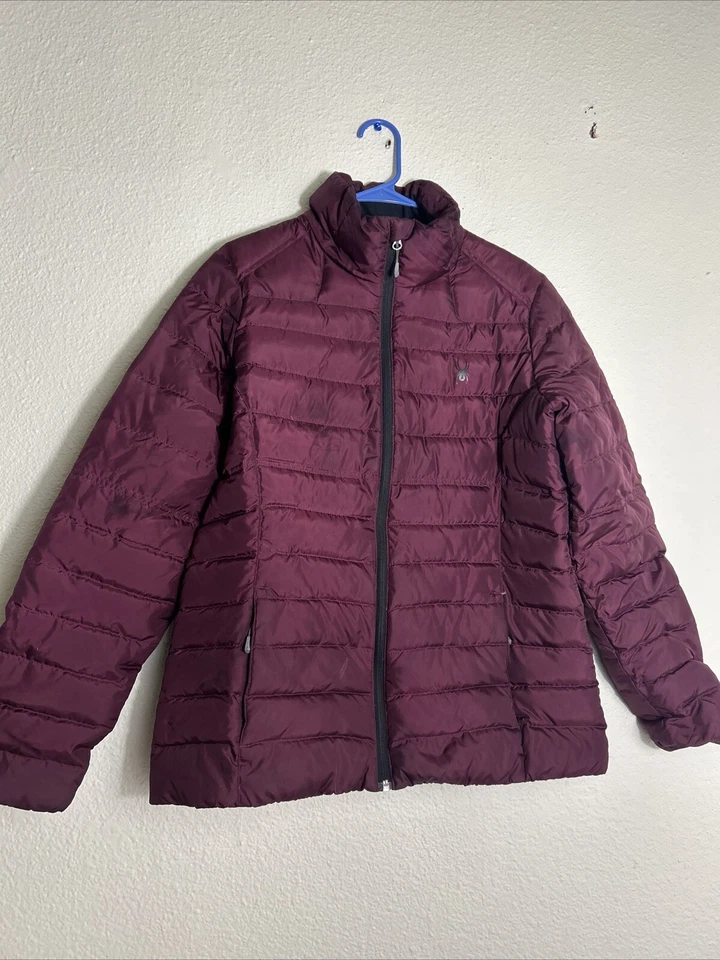 Spyder женщин большой пуховик вниз заполнить бордовый полный молнии карманы куртка 162005 - Изображение 1 из 4