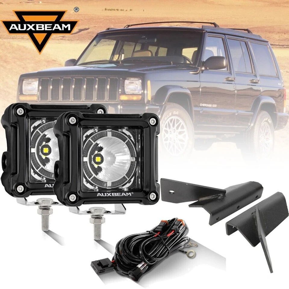Vainas de luz LED Fit Jeep Cherokee XJ 84-01 lámpara antiniebla punto atmósfera + soporte de montaje Foto 1 de 4