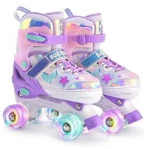 Roller Skates for Girls Boys Kids with Light Up Small - Little Kid Purple - Picture 1 of 7