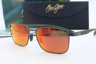 Gafas de sol Maui Jim Kaala MJ 856-02 negras cuadradas lentes polarizadas rojas 58 mm Foto 1 de 4