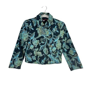 Blazer corto brocado floral azul marca TAPEMEASURE para mujer talla 4 - Imagen 1 de 4