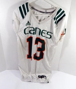 Miami Hurricanes #13 Game Used White Practice Jersey M DP52712 - Picture 1 of 8