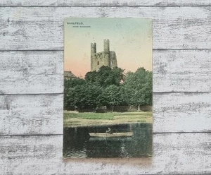 AK Saalfeld Hohe Schwarm Burg Ruderboot Ansichtskarte Postkarte Handschrift alt - Picture 1 of 2