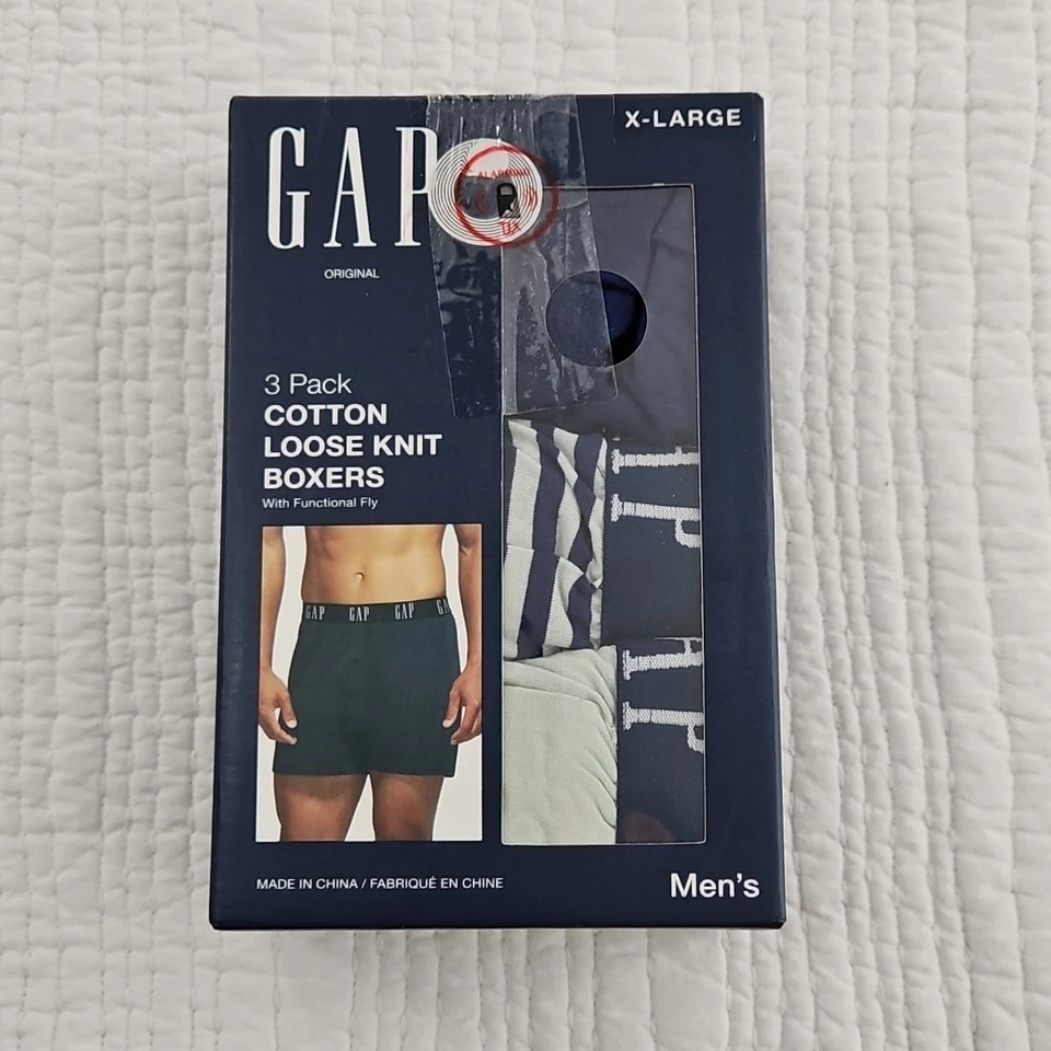Paquete de 3 boxers de punto sueltos de algodón Gap con mosca para hombre X-grandes nuevos en caja multicolor sin etiqueta Foto 1 de 4