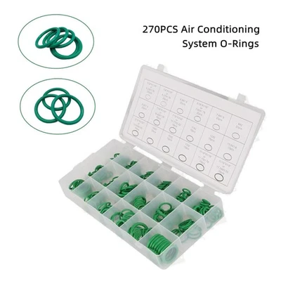 270PCS/Set AC A/C System Green  O-Ring Gasket Seals Washer Rapid Seal Repair Kit Foto 1 de 4