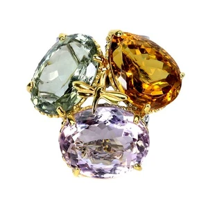 925 Sterling Silver Ring Ametrine 55.6ct Amethyst Citrine Handmade Jewelry Sz 9 - Picture 1 of 13