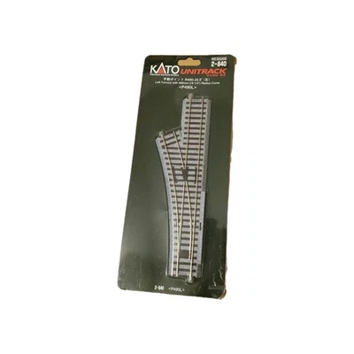 Kato 2-840 HO-scale UniTrack R490 Left Manual Switch Turnout 490mm Curve Radius - Image 1 of 4