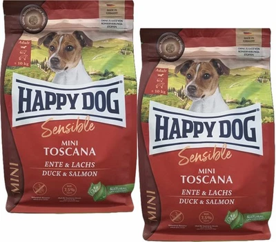 Happy Dog Sensible Mini Toscana (€ 5,66/kg) Ente & Lachs Futter Hund: 2 x 4 kg - Bild 1 von 3