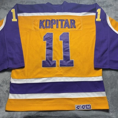 Camiseta deportiva de hockey vintage NHL CCM Los Angeles Kings 11 Anze Kopitar 50 correa de lucha Foto 1 de 4