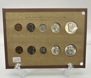 1957 P D US Mint Set in Wayte Raymond Board - 10 Coins - Picture 1 of 12