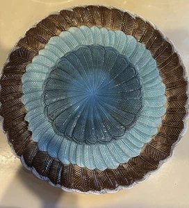 ⚡️John Derian Target 13" blau, braun Servierplatte Steinzeug - Bild 1 von 5