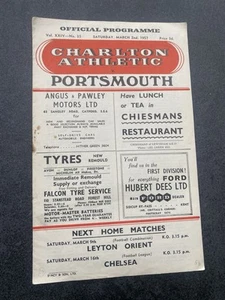56/57 CHARLTON ATHLETIC V PORTSMOUTH FOOTBALL PROGRAMME - Picture 1 of 1