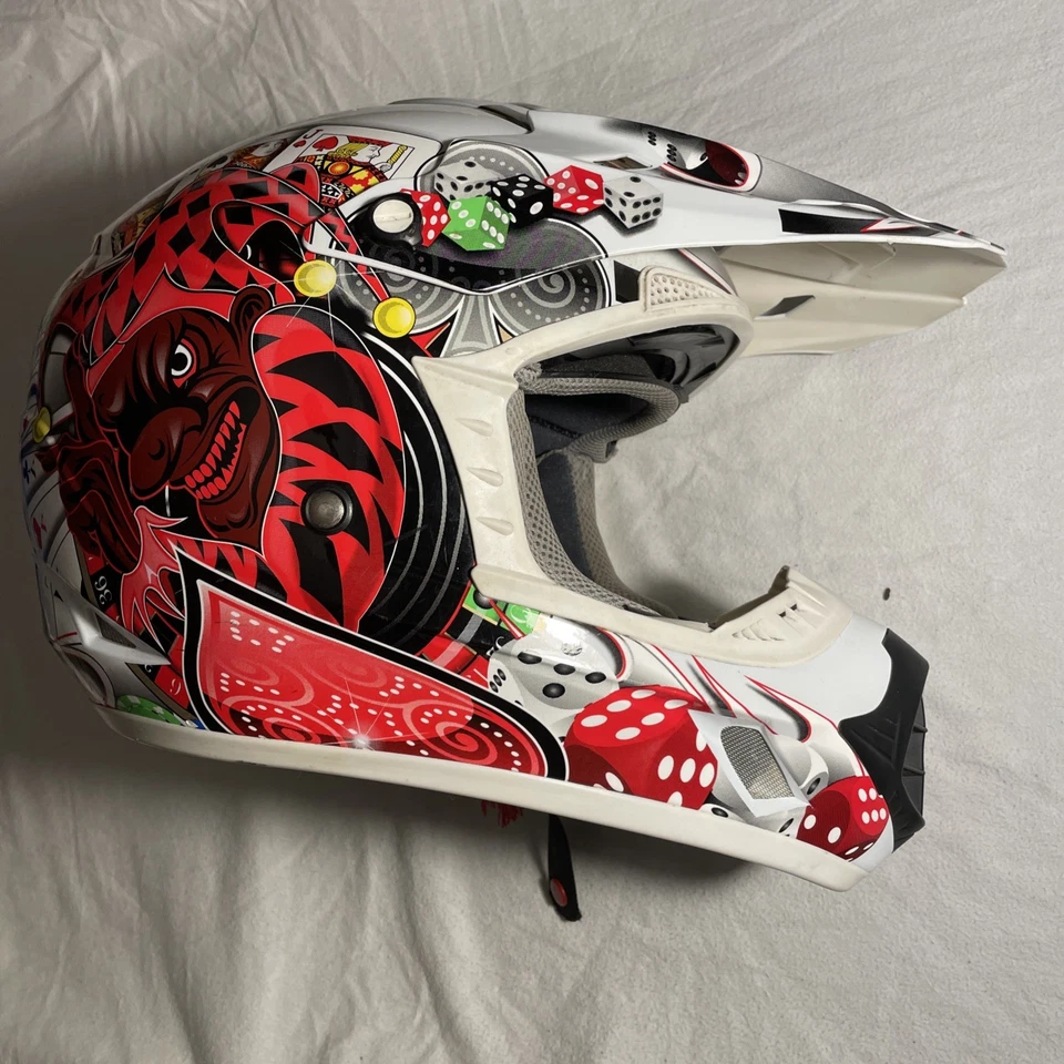 THH TX-12 GLOSS MULTI COLOUR JOKER OFFROAD MOTORCROSS HELMET L 59-60 - Image 1 of 4