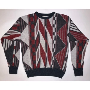 Vintage Jantzen 90er Herren Größe L Mehrfarbig Geometrisch Opa Pullover Hergestellt in den USA - Bild 1 von 7
