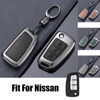 Zinc Alloy Leather Car Key Fob Case Cover For Nissan Rogue Sport Qashqai Kicks - Image 1 of 4