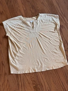 Pure Jill Linen‑Cotton Embroidered Boho Top XL Tan Boxy Tunic J. Jill - Bild 1 von 10
