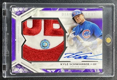 KYLE SCHWARBER 2018 TOPPS DIAMOND ICONS AUTO GAME-USED JUMBO LOGO PATCH 8/10 - Image 1 of 2
