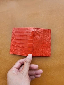 Red Genuine Exotic Body Leather Skin Men's Card Holder,Wallet-Handmade - Picture 1 of 9