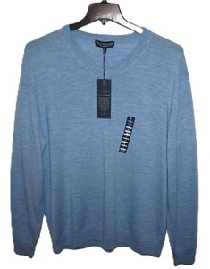 Hart Schaffner Marx V-Neck Wool Sweater XL Light Blue 100% Fine Merino Wool NWT - Picture 1 of 2