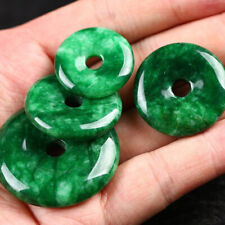 New 35mm Natural Imperial Dark Green Jade Circle Donut Pendant Lucky Amulet