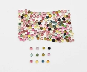 Natural Multi Tourmaline Round Cabochon Loose Gemstone Lot 100 Pcs 1.50 MM - Picture 1 of 6
