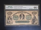 1860s Citizens' Bank of Louisiana, Shreveport $20 Twenty Dollars PMG GEM UNC 66